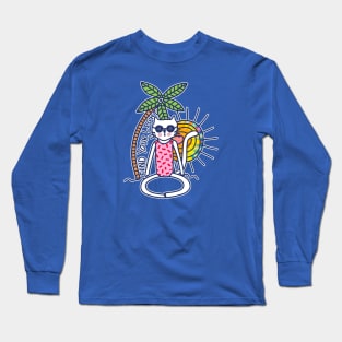 CAT MEDITATING ON THE BEACH Long Sleeve T-Shirt